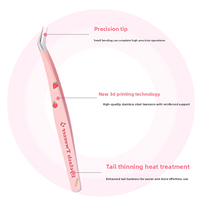Pince à épiler pour extensions de cils volume à pointe en fibre à 90 degrés, motif fraise, pointe lisse, en acier inoxydable, logo personnalisé