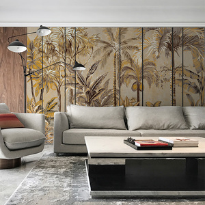 Pintura 3D naturaleza <span class=keywords><strong>Mural</strong></span> decoración de pared Fondo papel de pared hojas tropicales papel tapiz para dormitorio - Product Image 2