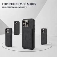 Étui de téléphone en cuir PU rétro de luxe pour iPhone 11-18, coque arrière vintage avec porte-cartes et support horizontal