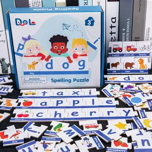 Fabricante vendas quentes montessori brinquedo de madeira ortografia puzzle tabuleiro jogo educativo outros brinquedos crianças puzzle jogos
