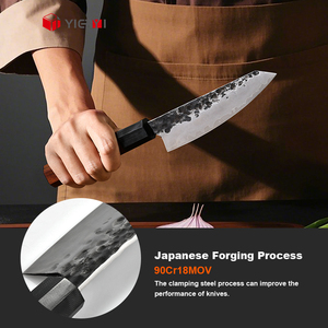 طقم سكاكين الشيف الدمشقية الاحترافية للمطبخ لنزع العظم بشعار مخصص، سكين جزار ياباني مطروق يدويًا بمقبض من خشب الورد المعدني - Product Image 3