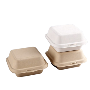 生分解性6x6サトウキビバガスパルプハンバーガーバーガータコクラムシェルボックス食品容器包装 - Product Image 1