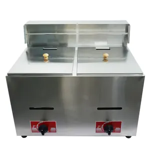 Macchina commerciale friggitrice a Gas doppio serbatoio materiale in acciaio inox patatine fritte snack gas friggitrice commerciale