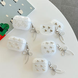 Étui de protection Bluetooth en TPU avec paillettes et nœud en forme de cœur pour <span class=keywords><strong>AirPods</strong></span> 4, design féminin, étui personnalisé pour écouteurs <span class=keywords><strong>AirPods</strong></span> Pro3 - Product Image 2