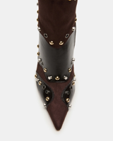 Bottes à talons hauts de luxe pour femmes en cuir véritable à bout pointu, vente en gros