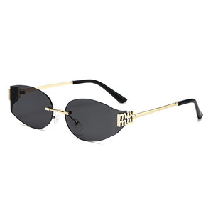 Occhiali da Sole Miuji Senza Montatura Blu <span class=keywords><strong>Y2K</strong></span> Curvi UV400 per Donne Moda di Alta Gamma - Product Image 5