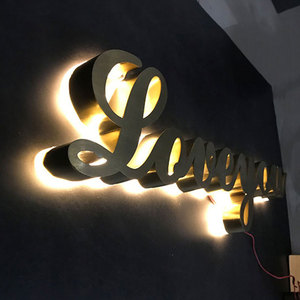 Tùy chỉnh trở lại thắp sáng vàng thép không gỉ đảo ngược <span class=keywords><strong>Halo</strong></span> lit <span class=keywords><strong>Backlit</strong></span> Thư 3D LED chiếu sáng kênh thư ký - Product Image 5