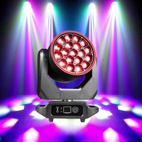 Luz de escenario LED multicontrol con zoom de ojo de abeja grande de 4-50 grados, cabezal móvil con lente giratoria, 19x20W 4 en 1 RGBW, control DMX RDM