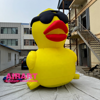 Canard gonflable géant Décoration Couleur jaune avec lunettes de soleil Modèle de dessin animé animal gonflable
