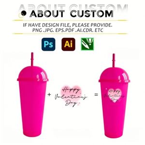 Gobelets réutilisables personnalisables avec logo, couvercles à dôme et pailles, 24 oz, en plastique, pour café glacé, voyage, anniversaires et fournitures de fête - Product Image 2