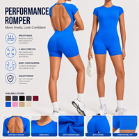 Combinaison de sport sans dos personnalisée, effet galbe fessier, anti-transpiration, sans couture, en Spandex/Nylon, à bretelles spaghetti, pour le fitness