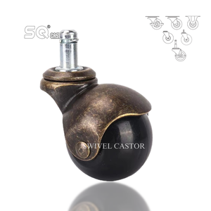 1,5 "und 2" Antik Messing Vintage <span class=keywords><strong>Ball</strong></span> <span class=keywords><strong>Caster</strong></span> Kleine runde Kugelform PP <span class=keywords><strong>Caster</strong></span> Wheel - Product Image 1