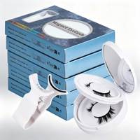 Ensemble de faux cils magnétiques ultra-légers, petits aimants, sans colle, réutilisables, 2 paires, 8 pièces, épaisseurs variées, cils en éventail naturels