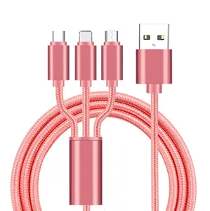 Cargador USB Cable de carga de Cable tipo C Android, negro, rojo y Oro 3 en 1