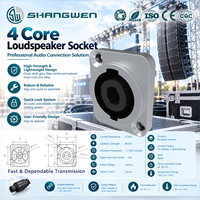 Connecteur audio durable 4 broches en forme de D pour intérieur, prise Speakon plaquée or/étain, coque métal et plastique, conforme UL94 V-0