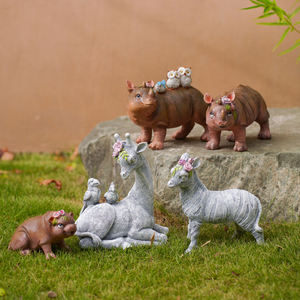 Witt Animal Crafts - Nouvelles sculptures en résine en forme d'hippopotame, ornement de bureau, statues d'animaux réalistes pour la décoration intérieure - Product Image 1