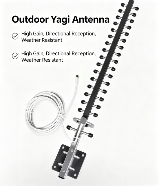 22dBi High Gain Yagi Directional Antenna, 1710-2200MHz Outdoor 20 Elements Cellular LTE 4G 5G IoT Communication Antenna