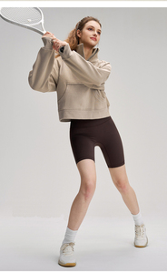 เสื้อสเวตเชิ้ตคอเต่าแบบซิปครึ่งตัว แขนยาวทรงโอเวอร์ไซส์ ผ้าวาฟเฟิล สำหรับผู้หญิง ไซส์พลัส สีพื้น สำหรับฤดูใบไม้ร่วง - Product Image 4