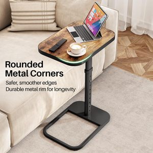 <span class=keywords><strong>Table</strong></span> de canapé TV réglable en hauteur avec plateau rabattable, coins arrondis en métal, <span class=keywords><strong>table</strong></span> à collation en forme de C, <span class=keywords><strong>table</strong></span> d'appoint pour manger ou poser un ordinateur portable - Product Image 4
