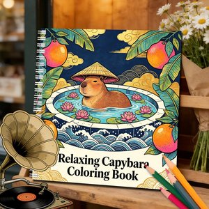 Carnets de coloriage spirale anti-stress à succès : pages à colorier personnalisées avec adorables capybaras pour adultes et adolescents, soulagement de l'anxiété - Product Image 4