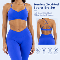 Ensemble de yoga sans couture pour femme : Soutien-gorge de sport dos croisé et leggings taille en V, extensible dans les 4 sens, séchage rapide, doux comme des nuages, pour fitness et entraînement