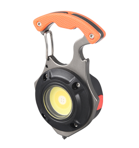 Portable Aluminum Carabiner COB Flashlight with Bottle Opener Safety Hammer Waterproof USB Rechargeable Work Light for Outdoor - Product Image 1