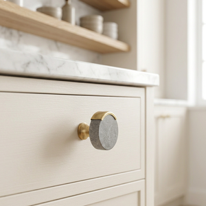 AK Brass Marble and Metal <b>Wardrobe</b> Knob Grey & Gold Finish Decorative Handle For Dresser Cabinet Furniture <b>Hardware</b> - Product Image 3