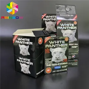 Benutzer definierte gedruckte Rhino Pills Male Enhancement Cards Blister Black Panther mit White Panther Display Box