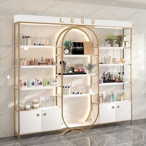 Professional Factory Supply Salon Furniture Display Stand for Hair Beauty Shop with <b>Light</b> Shiny Gold Nail Polish Display Shelf - Product Image 2