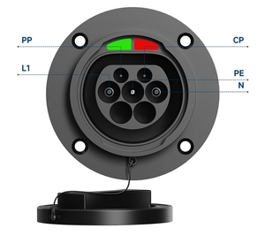 New JET Type 2 AC EV Charger Connector Inlet for Vehicle with LED <b>Lights</b> 32A 480V Replacement - Product Image 3