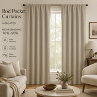 Gorden Blackout Kamar Tidur Ruang Tamu Panjang 72 Inci Set 2 Panel Insulasi Termal Peneduh Tinggi Privasi Rod