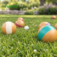 Ensemble de boules de pétanque en bois YumuQ de 100 mm, jeu de pelote pour l'extérieur, pelote de boccia avec corde de mesure pour la cour et la plage