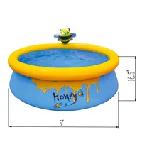 B02 J JLeisure 12010 Bee Spray 3D Piscine gonflable pour enfants en plein air, hors sol, bleue, Sun Club