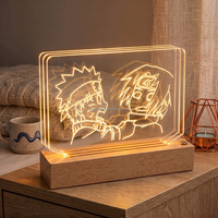 Lámpara Nocturna Acrílica LED de 3 Capas, Venta Directa de Fábrica, Base Acrílica Holográfica para Decoración de Escritorio y Dormitorio