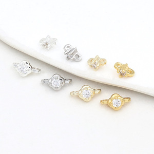 18K Gold Color Preserving Double Hole Buckle Spacer Zircon Jewelry Making Components Mixed Shapes DIY Accessories - Product Image 3