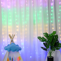 Guirnalda de Luces de Cortina de Cobre Arcoíris, Luz Ajustable con 8 Modos y Control Remoto para Decoración Navideña en Interiores, Dormitorios
