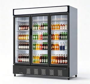 Réfrigérateur vertical commercial grande capacité à 3 portes pour la présentation de bières, avec compresseur inférieur et réfrigération par tubes en cuivre, pour supermarché - Product Image 2