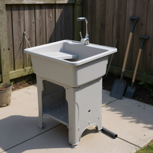 Fregadero de Plástico Independiente 830x880x1190mm con Tina Profunda para Lavandería, Equipo Comercial para Exteriores, Kit de Tuberías de Entrada y Drenaje - Product Image 2