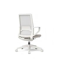 Chaise de bureau ergonomique moderne avec soutien lombaire et dossier moyen, pivotante, avec accoudoirs fixes