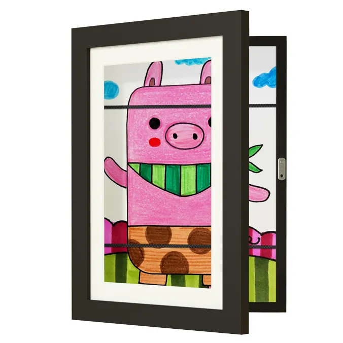 Kinder Kunstwerk Fotolijst Veranderlijk In Zwart Hout Met Breukbestendig Glas Kid Art Frame Veranderlijke A4 Fotolijsten