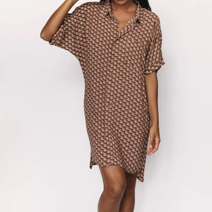 カスタム印刷ハワイアンスタイル100% レーヨンビスコースシャツドレス半袖女性シャツドレスビーチカバーカジュアルドレス - Product Image 2