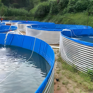 Tanque de Agua Modular de Acero Cilíndrico Personalizado de Fábrica, Tanque de Acero Corrugado Galvanizado para Piscifactoría, Equipo de Acuicultura YUNMA - Product Image 1