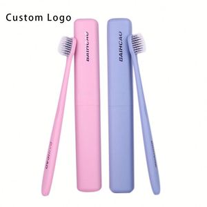 OEM Eco Friendly Custom Toothbrush with Wheat Straw and Charcoal Bristles in a Travel Size Case - Product Image 5