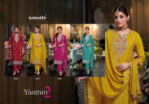 Heavy Chinon Salwar Kameez con bordado Multi y codificación Zarkhan Work Pakistani Salwar Suit con Dupatta - Product Image 5