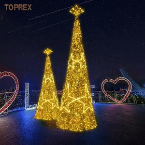 Nouvel An Centre Commercial Personnalisable Led Motif Lumière Étoile À Cinq Branches Décoré Chaud Éclairé Géant Cône Led Arbres De Noël - Product Image 2