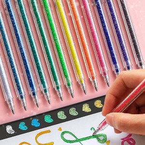 Lot De 5 Stylos Gel 3D Glossy – Couleurs Vert, Orange, Rose, Violet, Translucide – Neuf