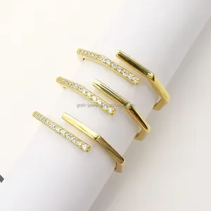 14K Cincin Zirkon Emas Kuning Murni Hadiah Perhiasan Wanita Perempuan 14K Cincin Emas Asli Grosir Min Order 1