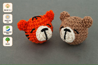 Chaîne de sucette pour bébé en crochet en gros, perles animales faites à la main, mini-boules animales en crochet, perles animales en bois personnalisées au crochet