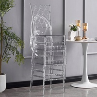 Kursi Hotel luar ruangan plastik Modern Nordik mewah furnitur Hotel kristal bening akrilik Banqueting pesta acara pernikahan kursi