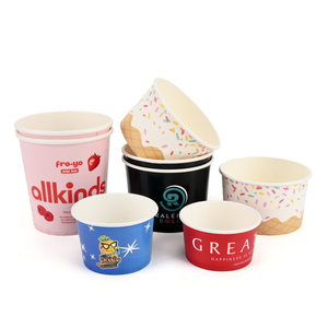 Conteneur personnalisé pour yaourt et crème glacée, gobelet en papier biodégradable à paroi simple de qualité alimentaire avec couvercle et cuillère, écologique, vente en gros - Product Image 3